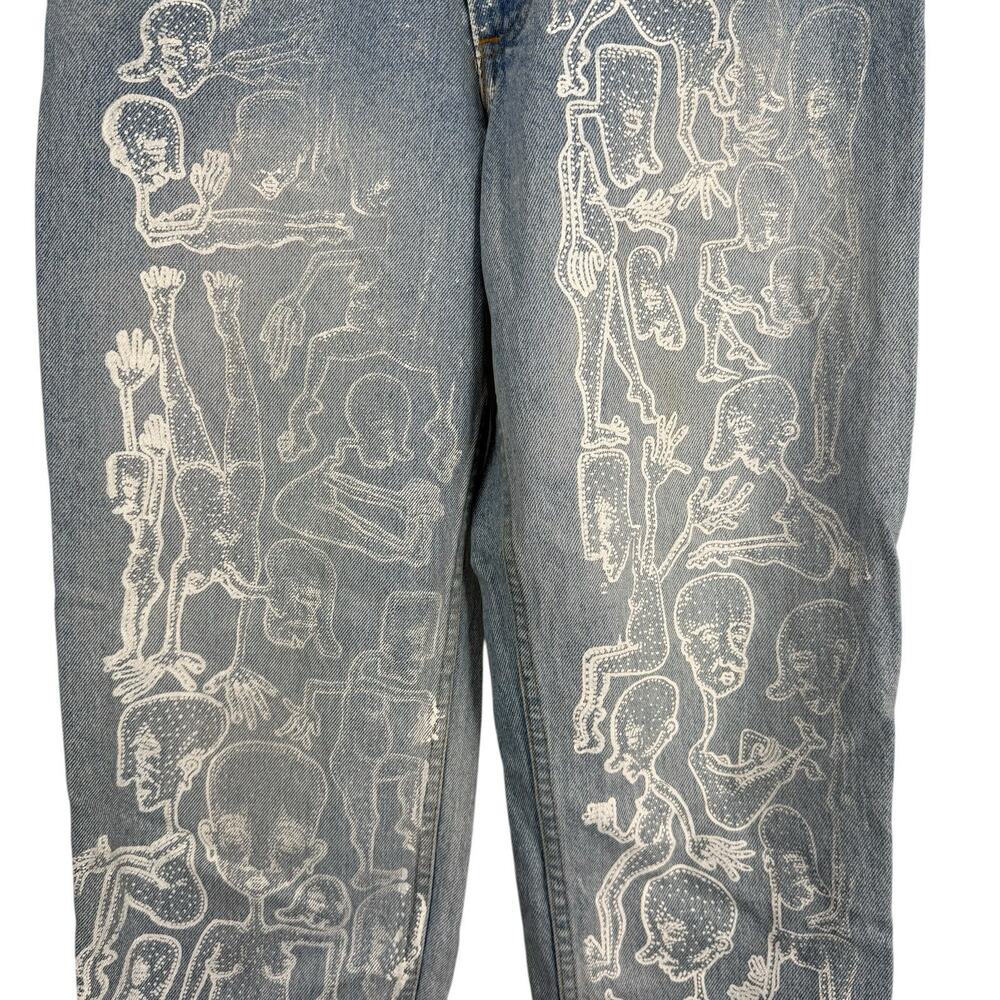 Aeropostale Jeans Womens 10 90's Baggy Light Wash Blue Denim Custom Graphic - Picture 3 of 16